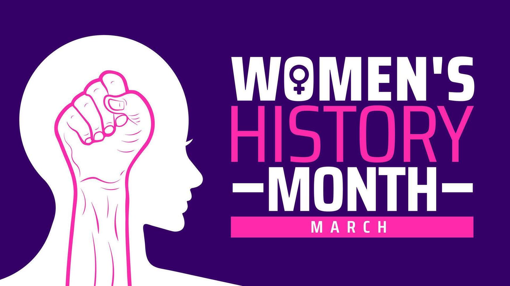 Women's History Month background banner or poster design template with women icon and hand design vector