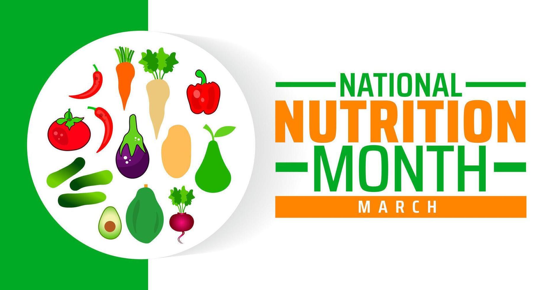 National Nutrition Month background banner or poster design with new design vector