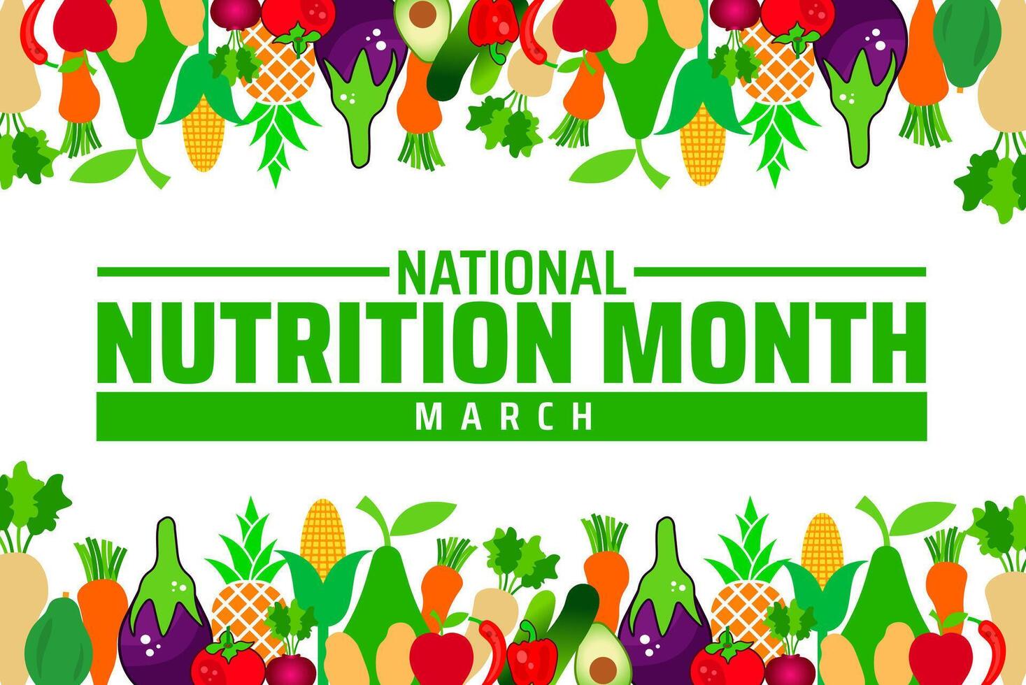 National Nutrition Month background banner or poster design with green color design. vector