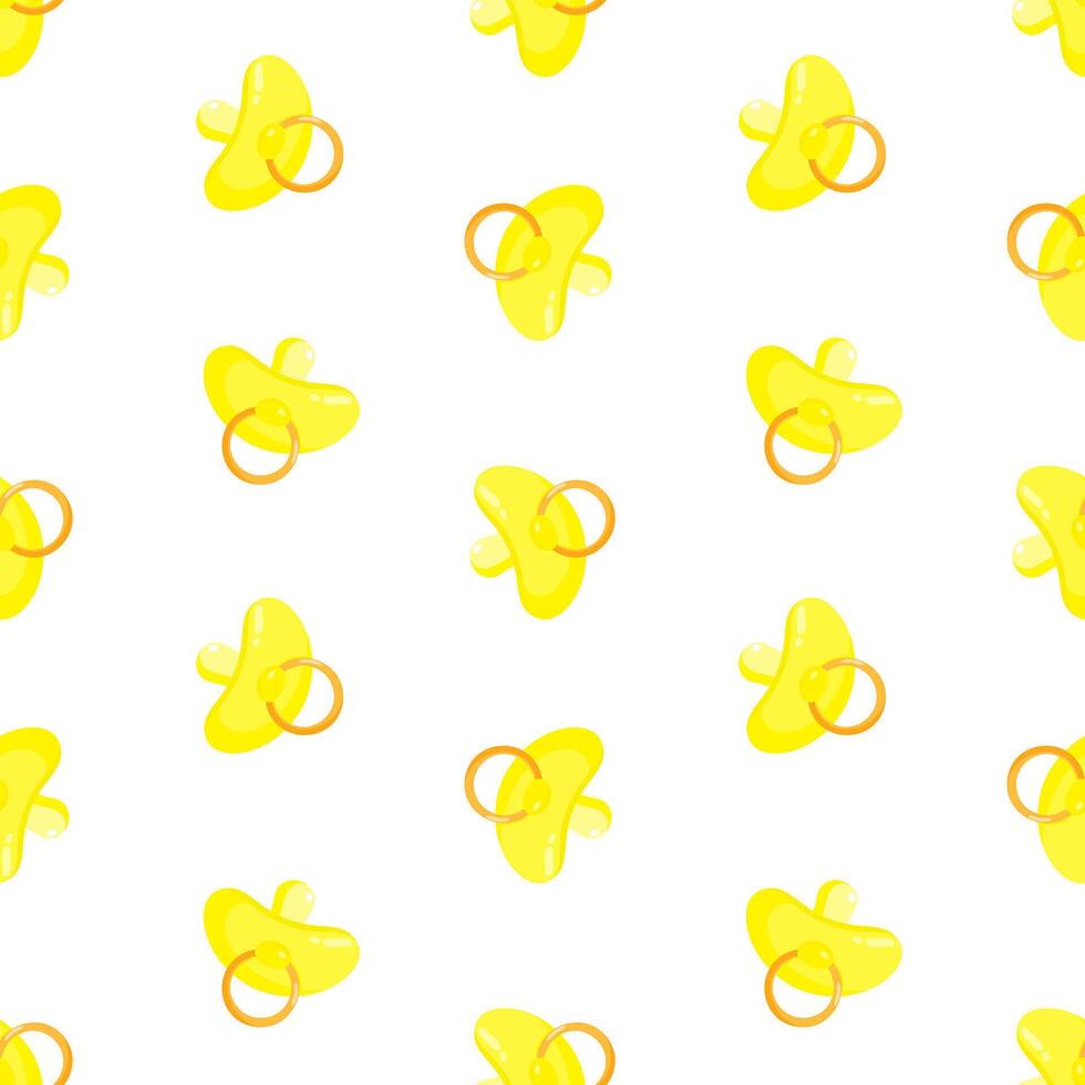 Yellow pacifiers seamless pattern. Baby dummy. Background, print, packaging design, wrapping vector