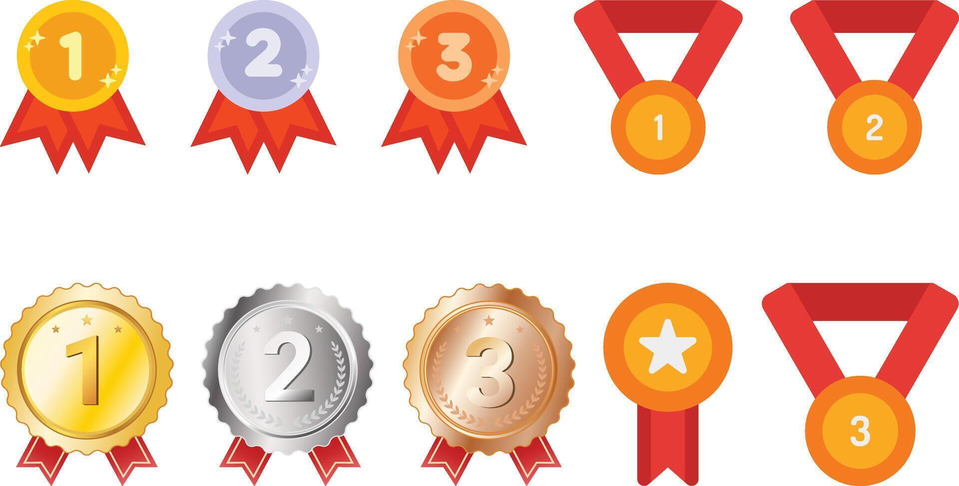 prize medals icon set collection. vector