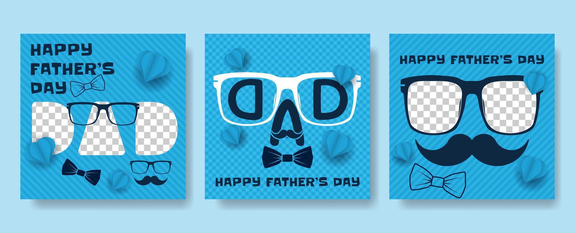 Set Father's Day posters for greeting banners ads posters flyers social media promotions and sales vector