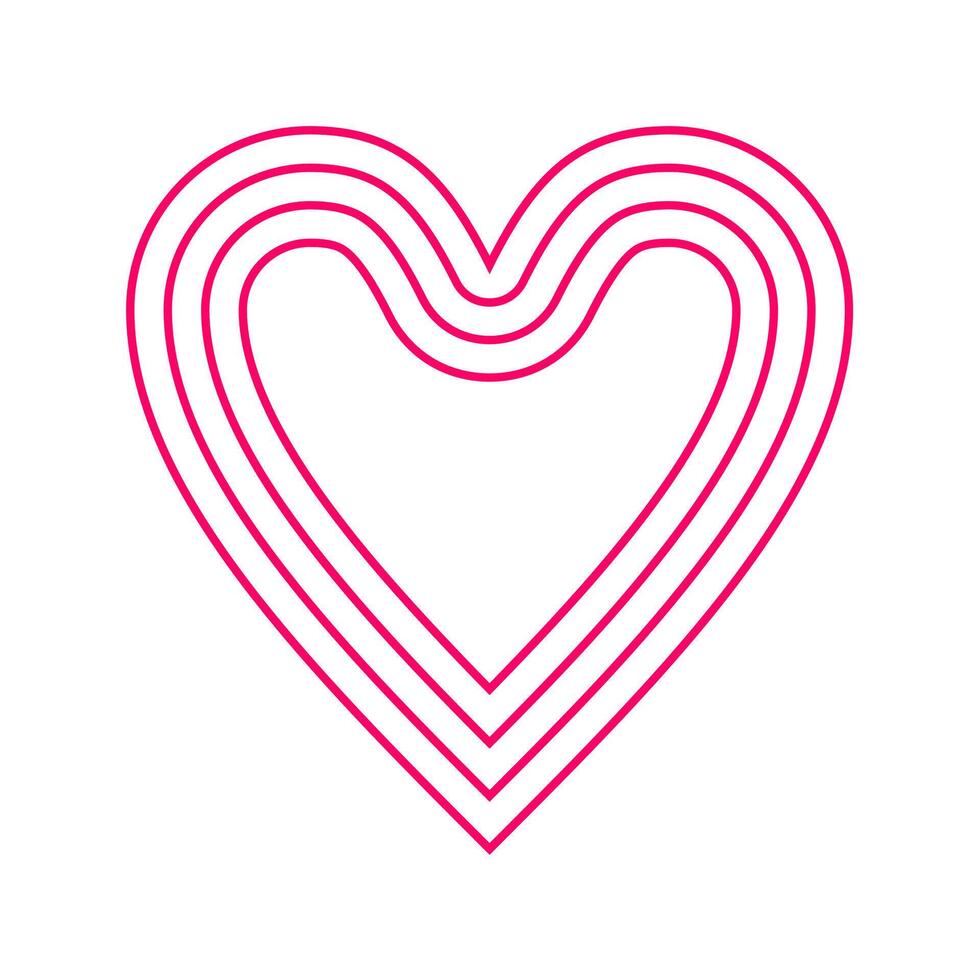 Cursive shape heart pink lines vector