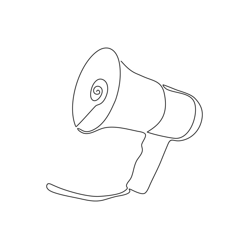 one continuous line megaphone art, continuous hand drawn mega phone illustration vector