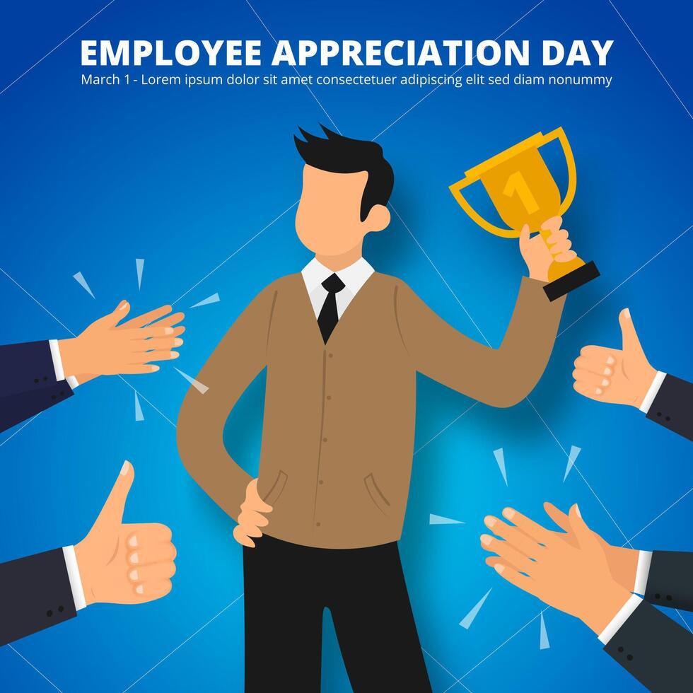 Employee Appreciation Day background with the number one employee in the office vector