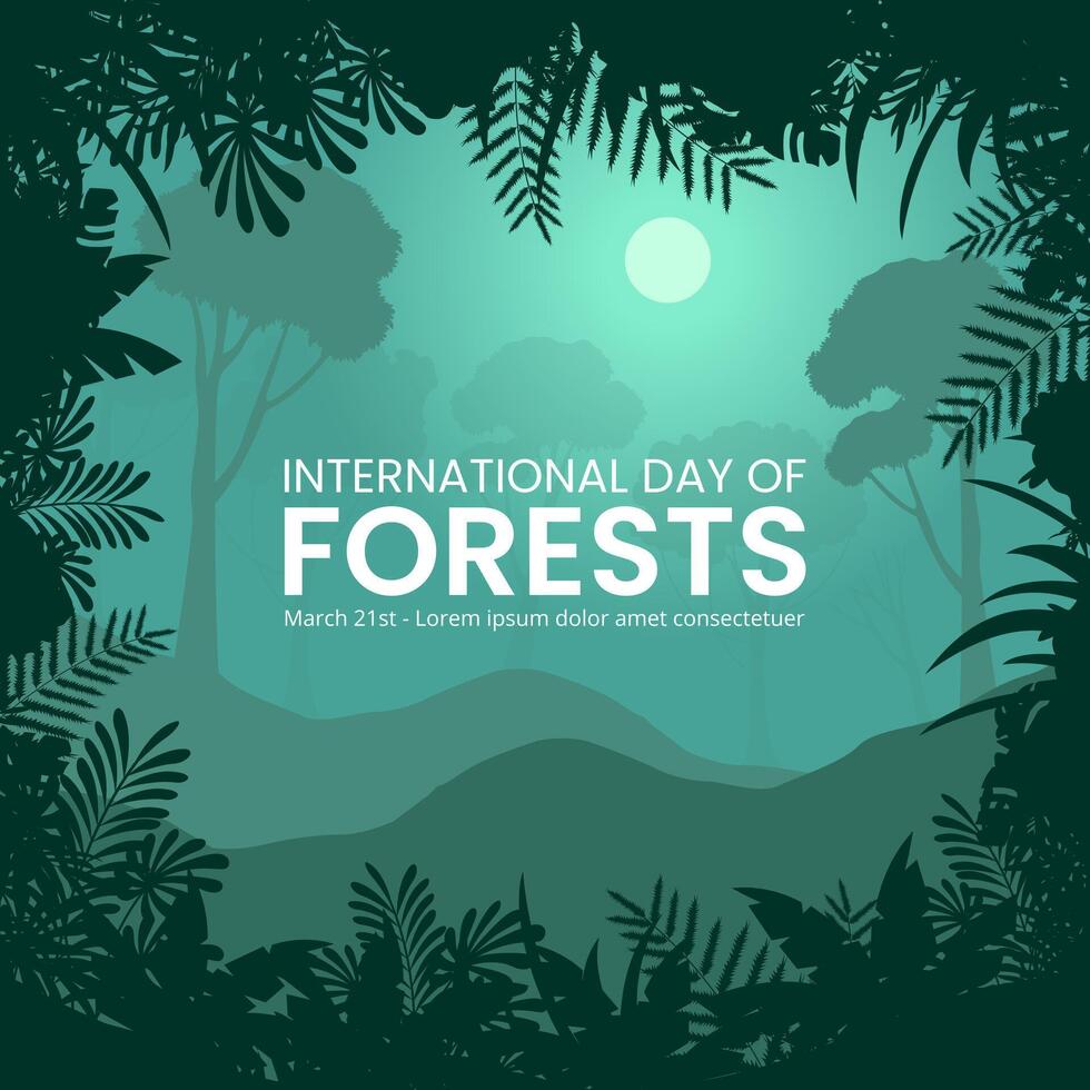 International Day Of Forests background with green forest vector