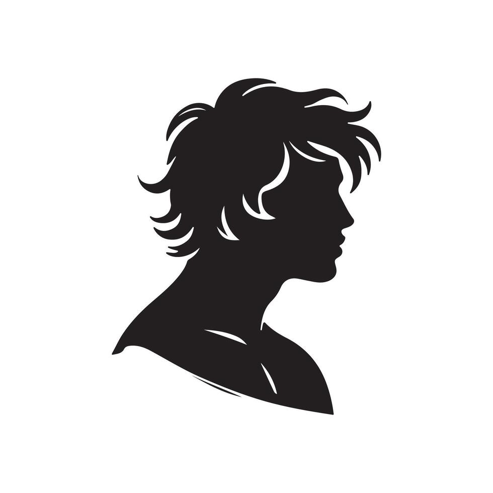 Silhouette of a fashionable woman with long hair in a stylish illustration vector
