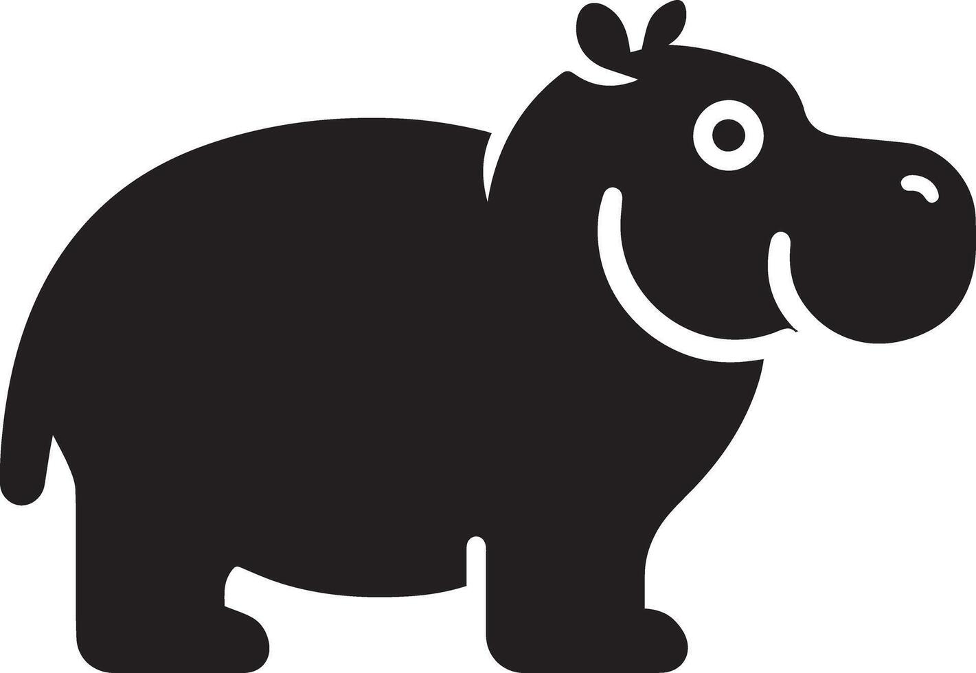 A flat silhouette image of a Hippopotamus, showcasing its massive body vector