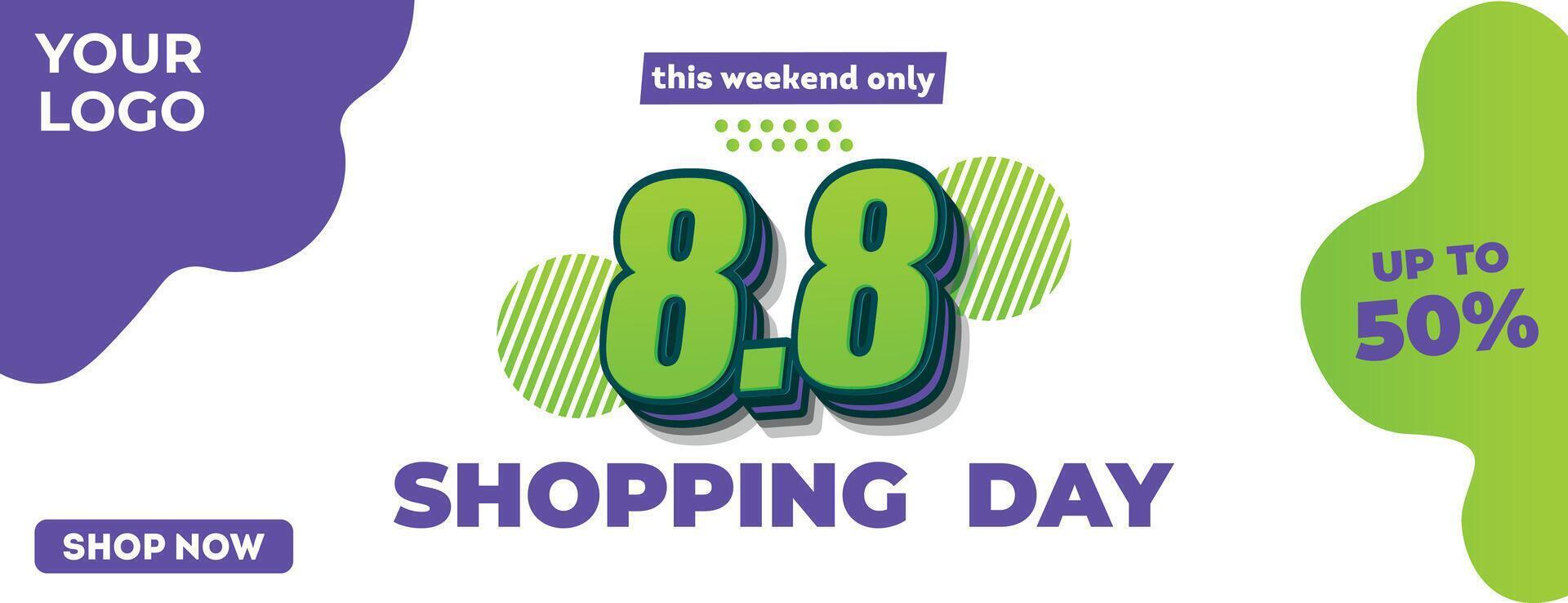 8.8 Shopping day sale poster or flayer design. 8.8 Super sale online banner. vector