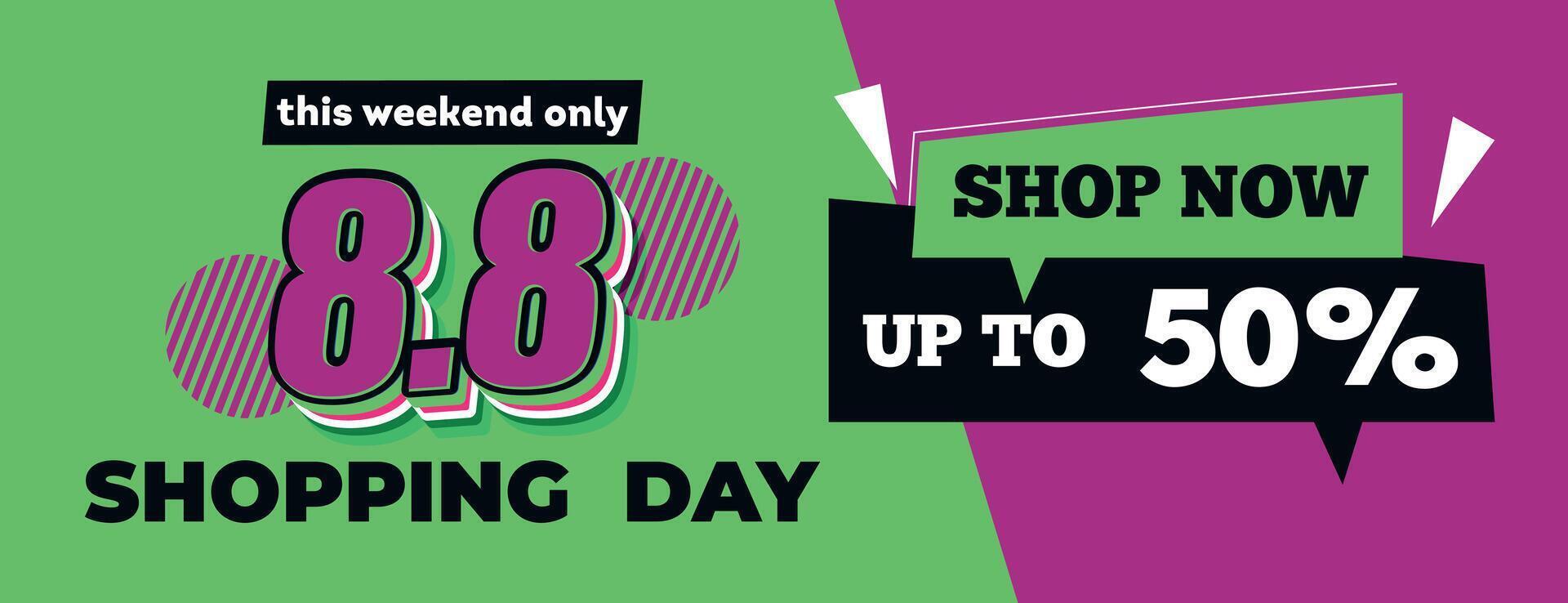 8.8 Shopping day sale poster design. 8.8 Super sale online banner. vector