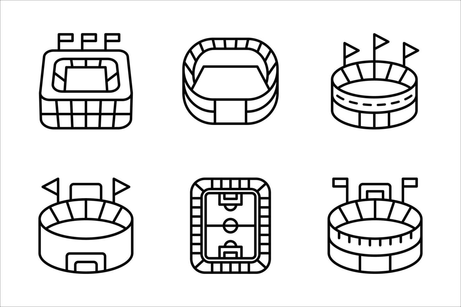 Stadium icon set, illustration. Stadium symbol, isolated on white background. vector