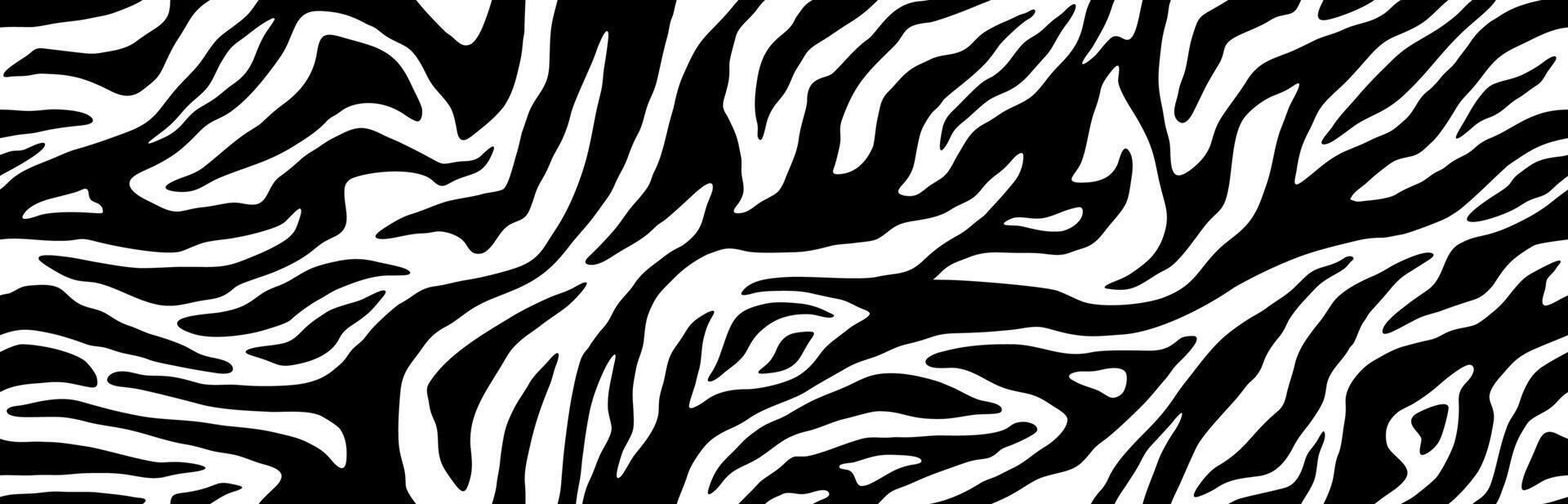 Zebra fur stripe skin, animal pattern. Texture black and white seamless background vector