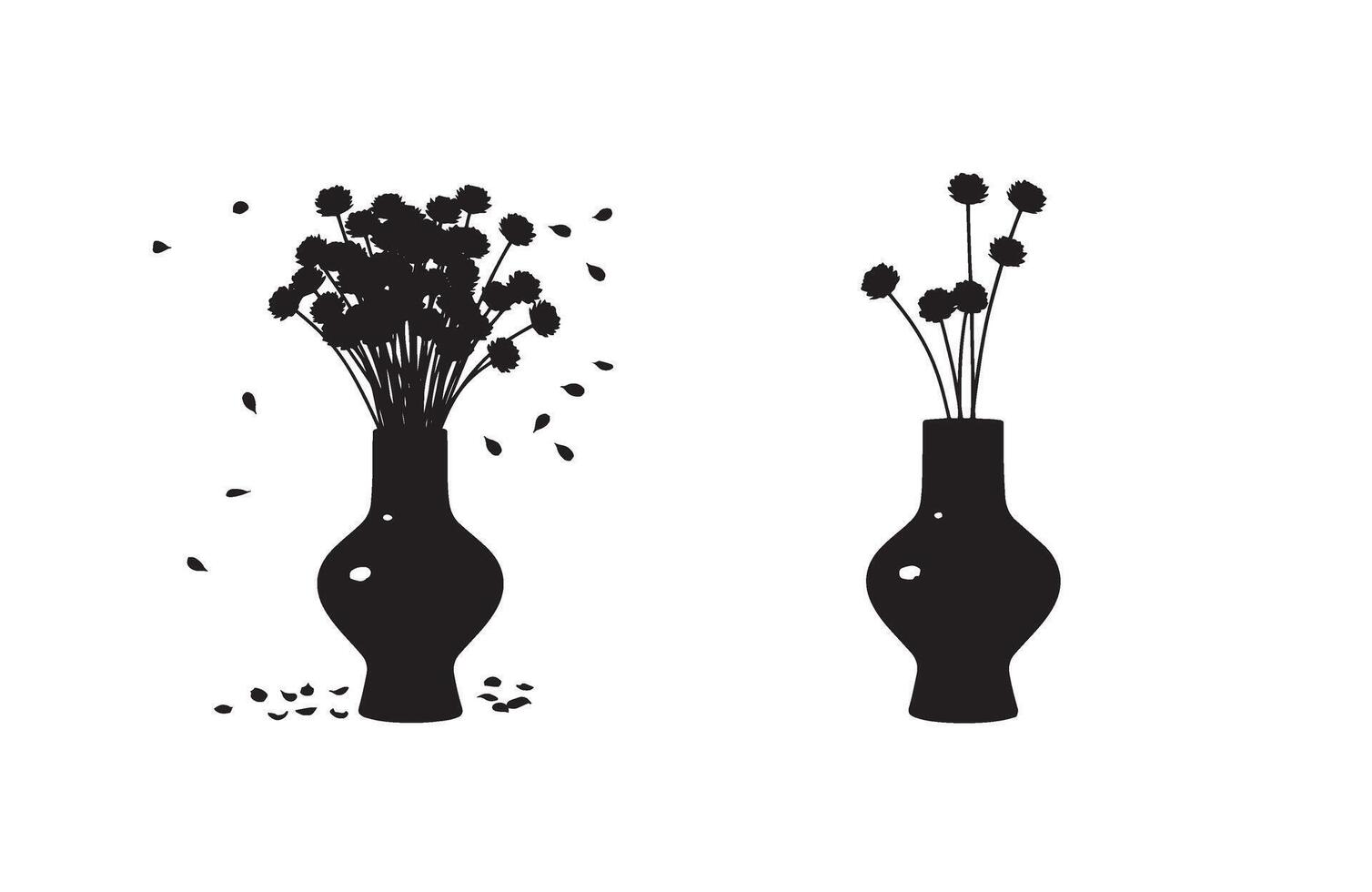 Delicate floral silhouette in decorative vases vector