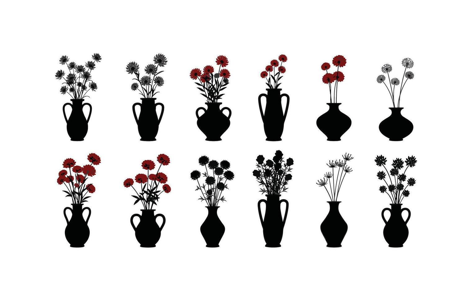 Stunning floral arrangement in stylish vases vector