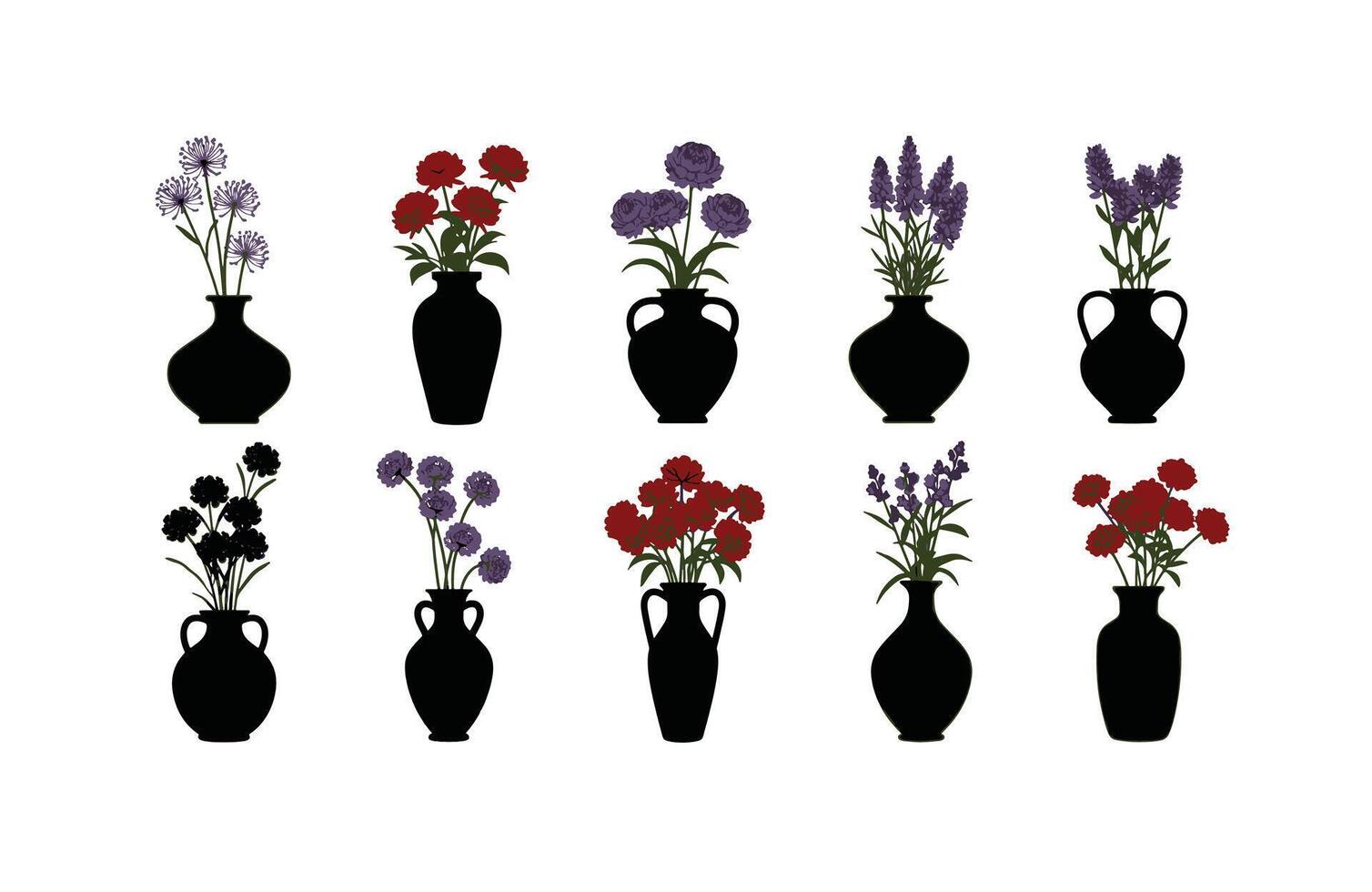 Ornamental vase with blooming flowers vector