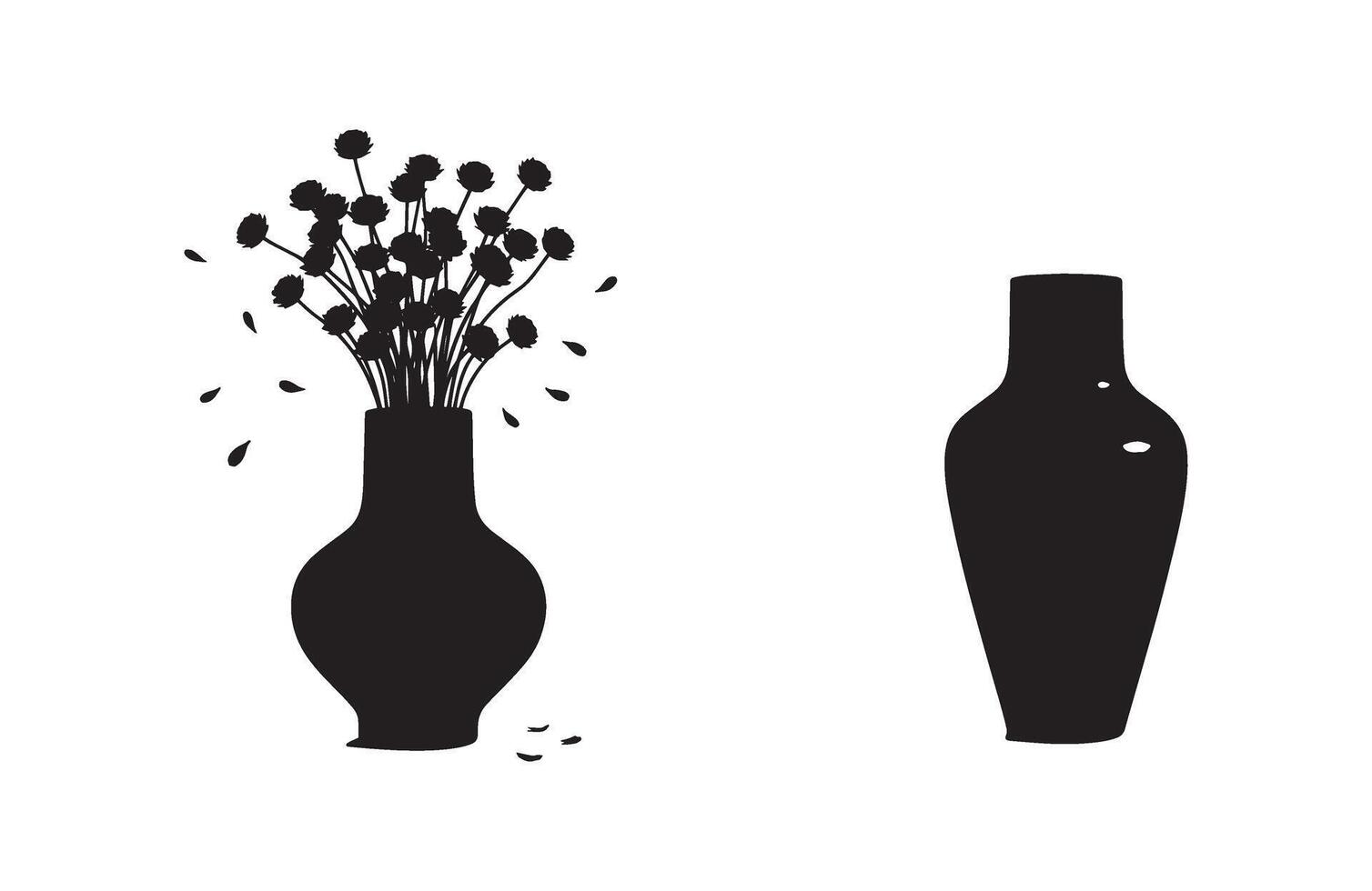 Decorative elements with beautiful floral vases vector