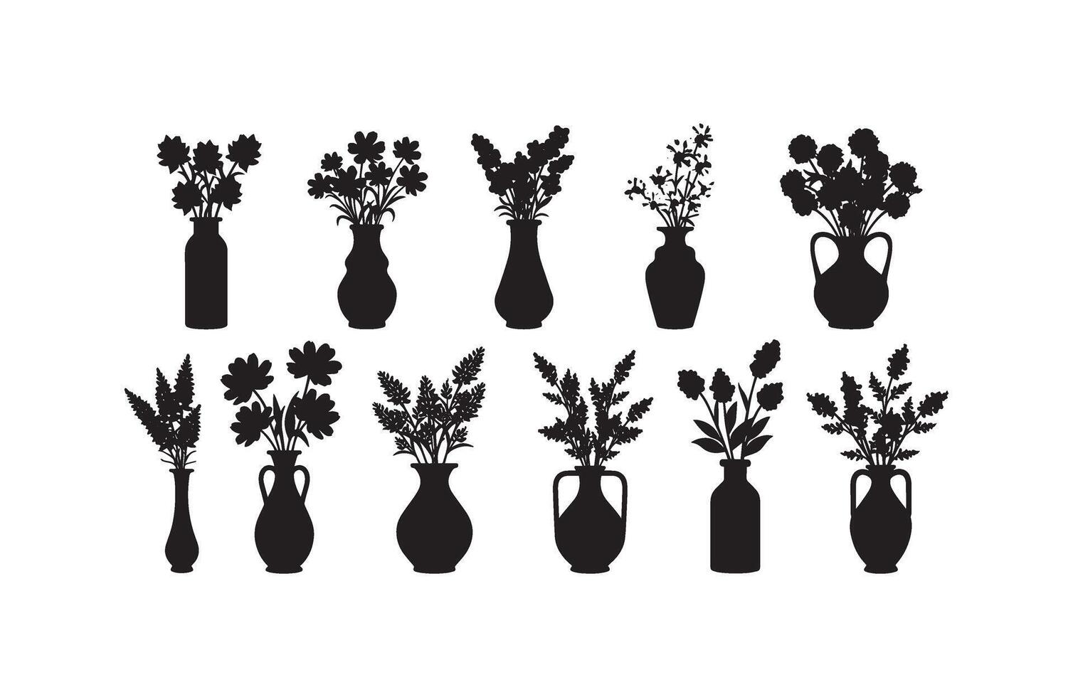 Graceful floral home decor with elegant vases vector