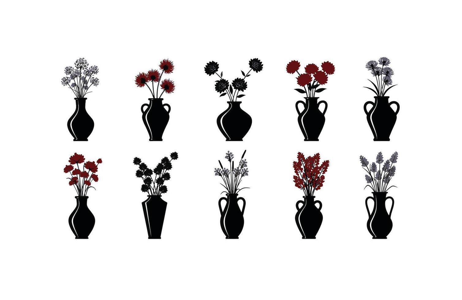 Aesthetic bloom in decorative flower vases vector