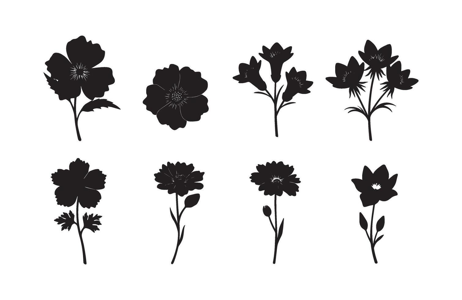 Minimalist Floral Shapes Botanical Icons vector