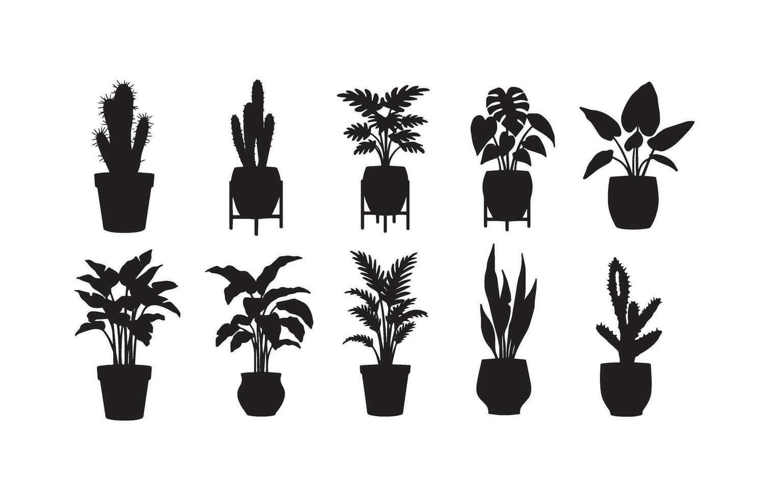 Unique floral silhouette with decorative vases vector