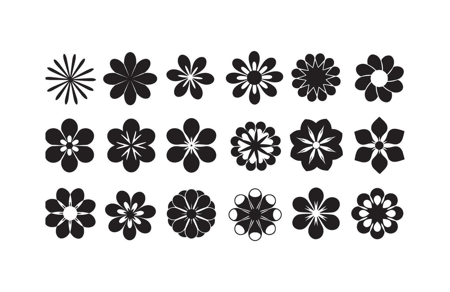 Modern Petal Symbol Set in Various Styles vector
