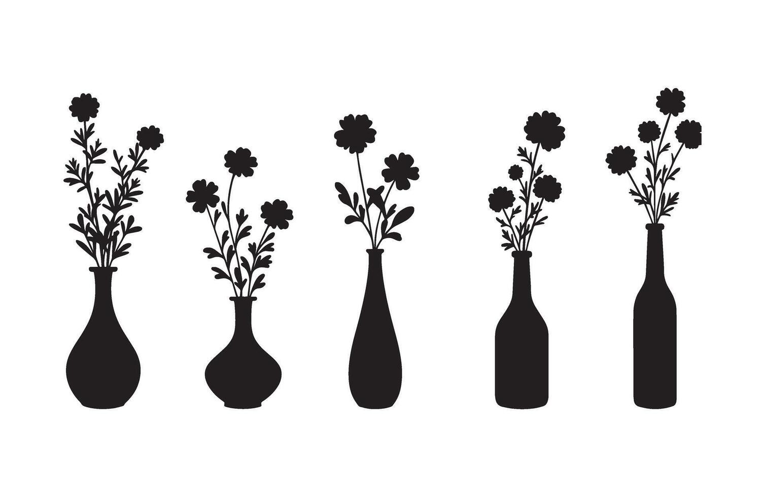Vintage flower vase collection for home vector