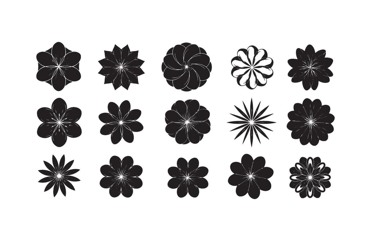 Beautifully Crafted Bloom Symbol Set vector