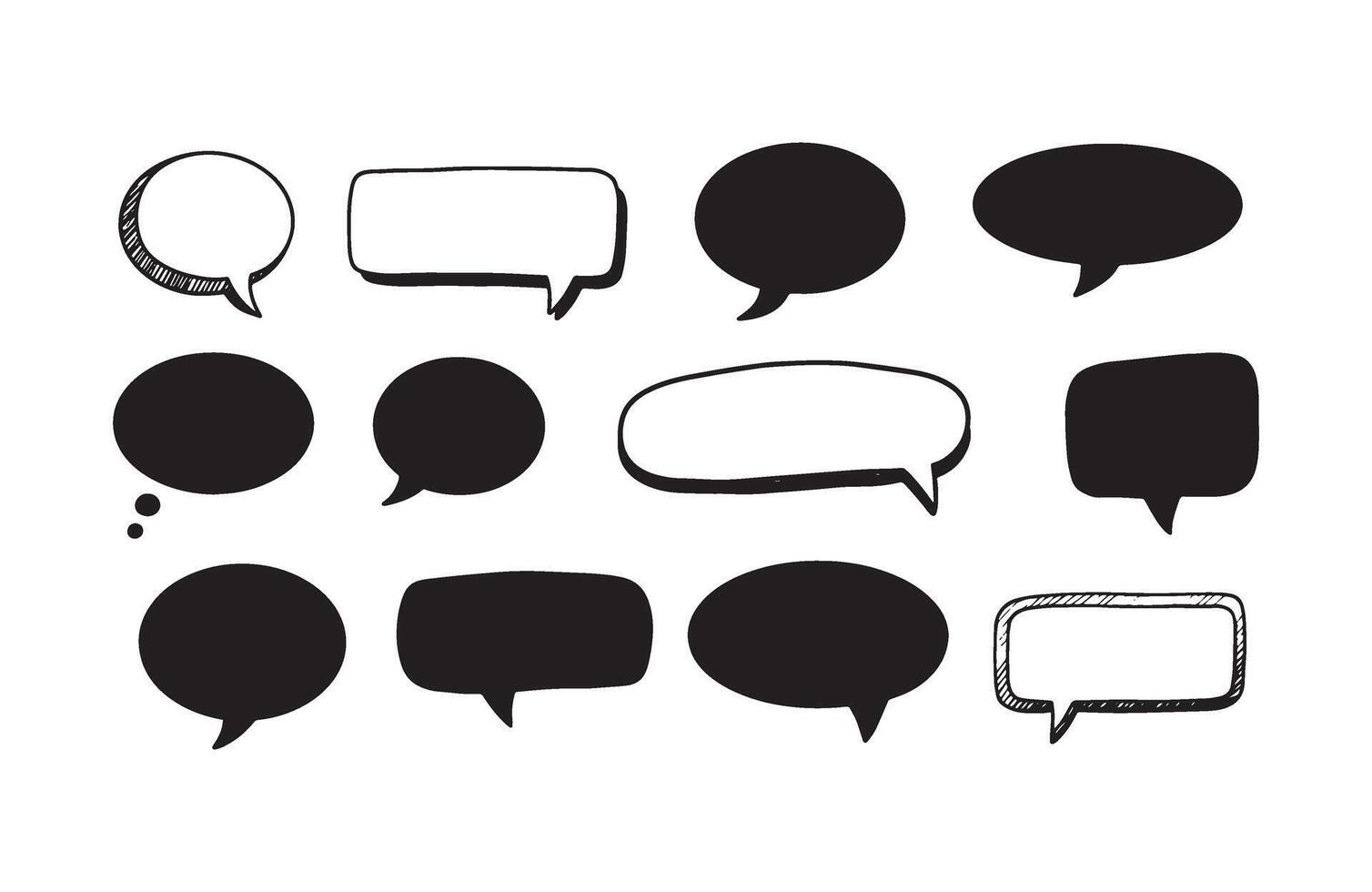 Thick Line Hand Speech Bubble Set vector