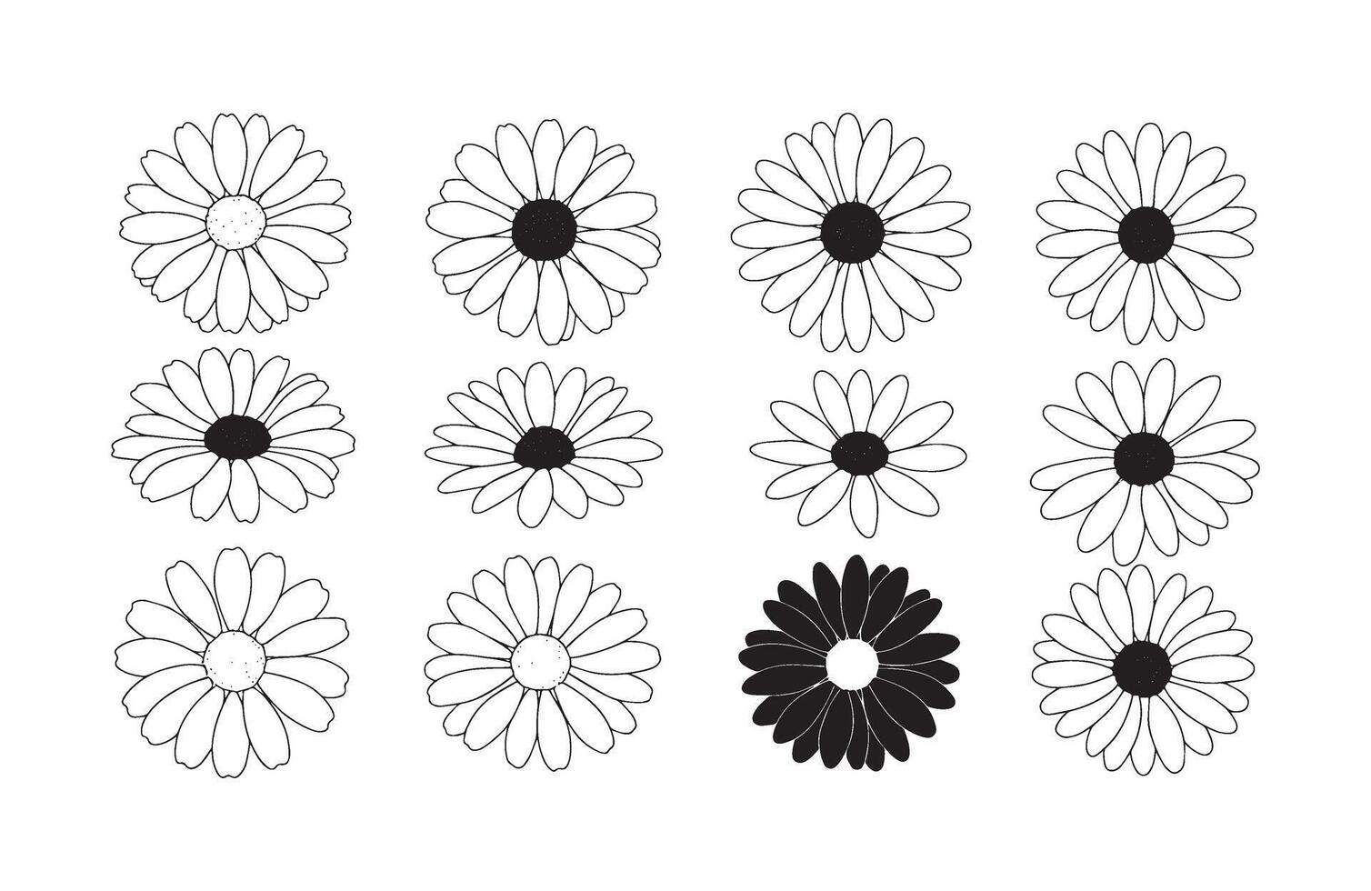 Black Petal Icons Pack for Art Projects vector