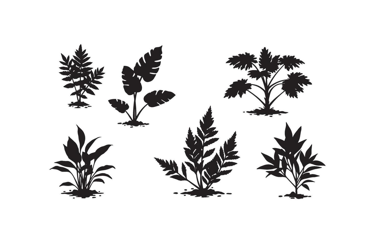 Plant Silhouette Nature Clipart Set vector
