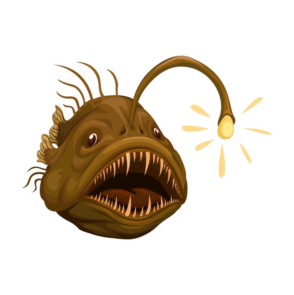 Anglerfish Deep Water Creature Cartoon Illustration vector
