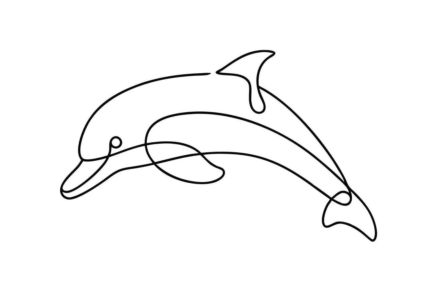 Elegant SingleLine Dolphin Drawing Ocean Mammal Art vector