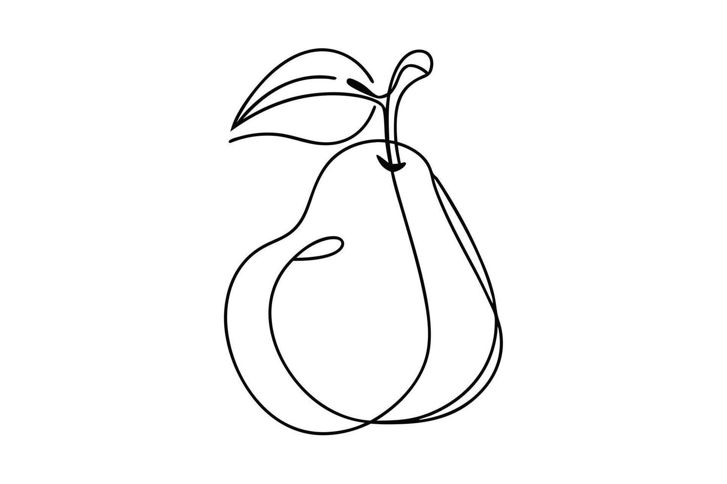 SingleLine Pear Drawing Minimalist Fruit, Simple Art, Black Line vector