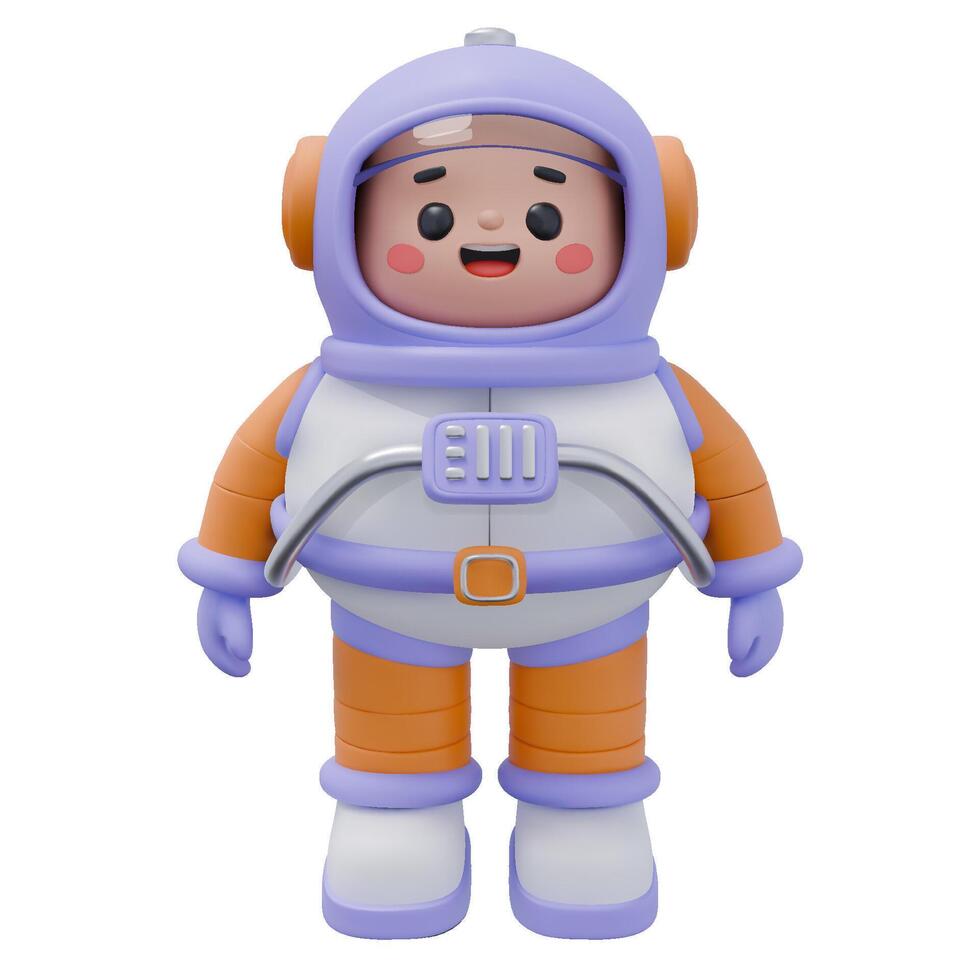 3D Cute Astronaut Character in Spacesuit Illustration vector