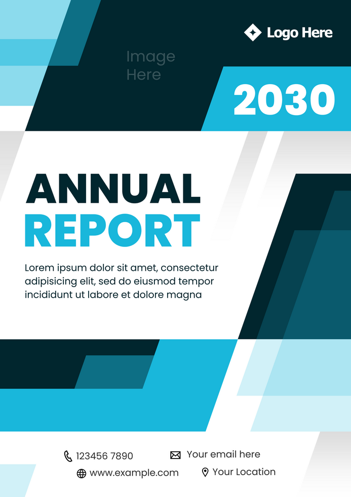 Annual Report for Business Template Modern Minimalist Professional Cover Design Blue White psd