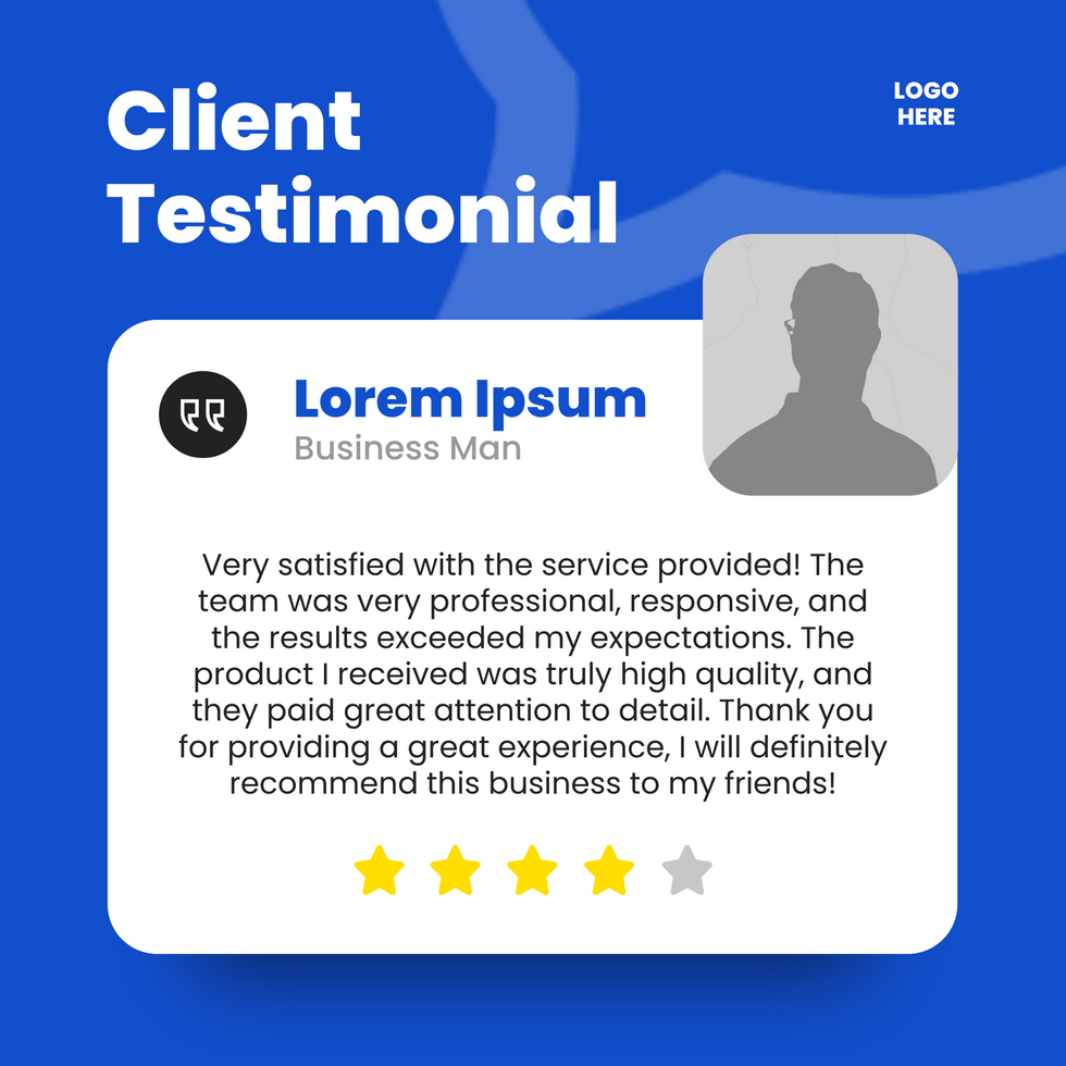 Social Media Templates Testimonial for Professional Business Modern Minimalist Blue Company psd
