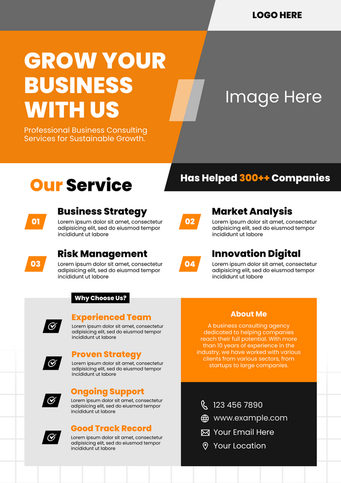 Business Flyer Template Professional to Business Introduction and Promotion Modern Minimalist Orange Black psd
