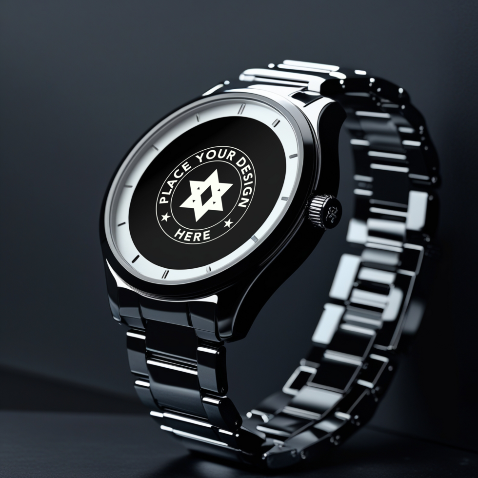 Realistic smartwatch mockup for digital device showcases. Use this watch mockup for app previews, wearable technology, and smart tracker presentations. psd