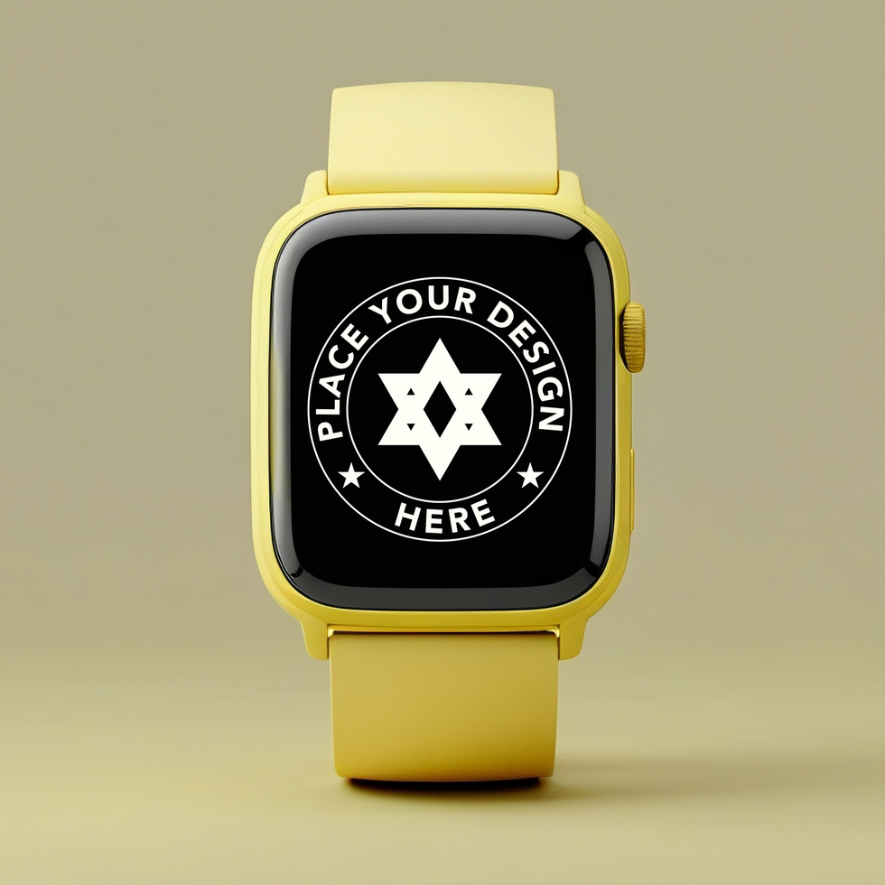 Elegant smartwatch mockup with blank screen display. Use this watch mockup for app development and digital interface previews on wearable technology. psd