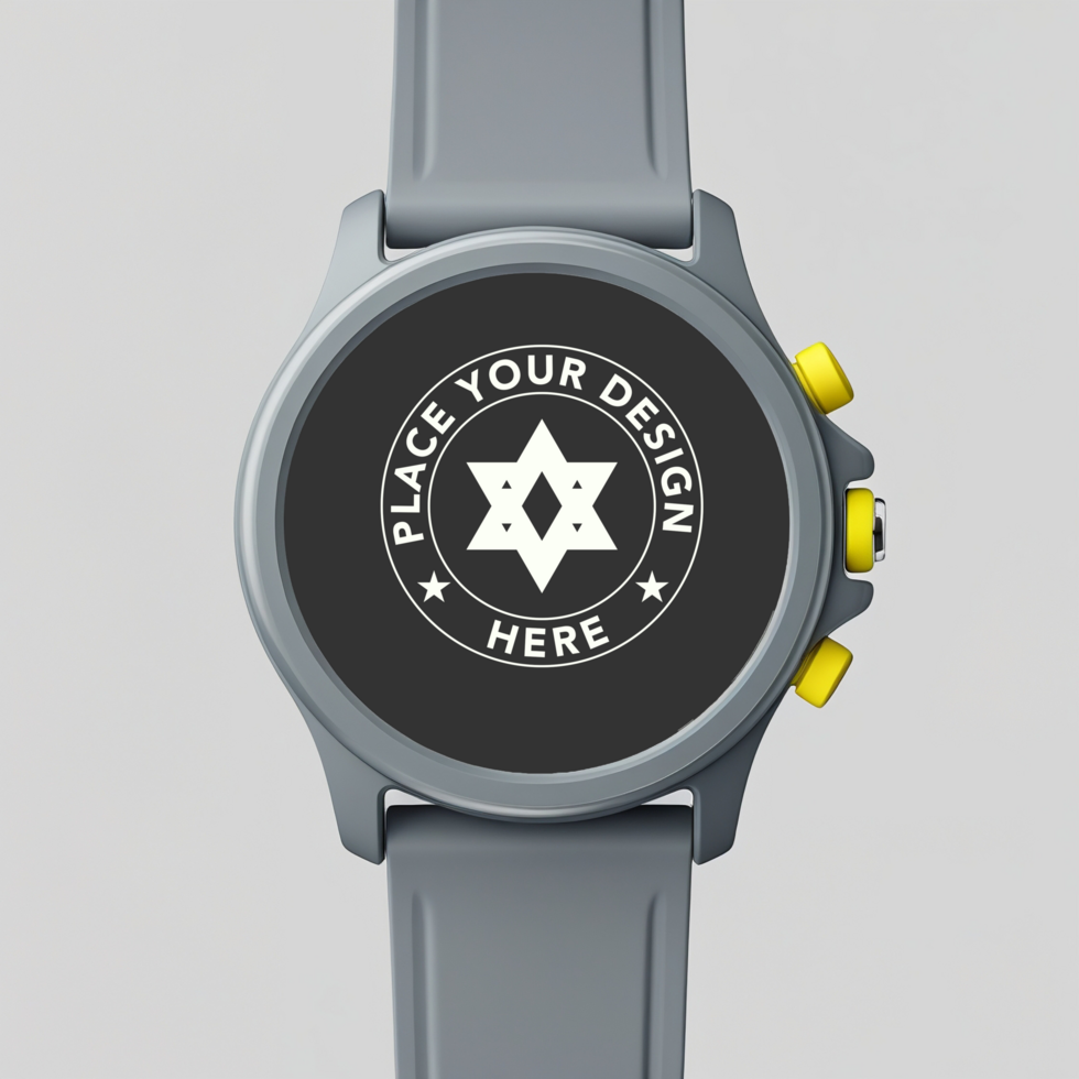 Realistic smartwatch mockup featuring a blank screen for design showcase. High-quality watch mockup for digital devices, app interface, and tracker display. psd