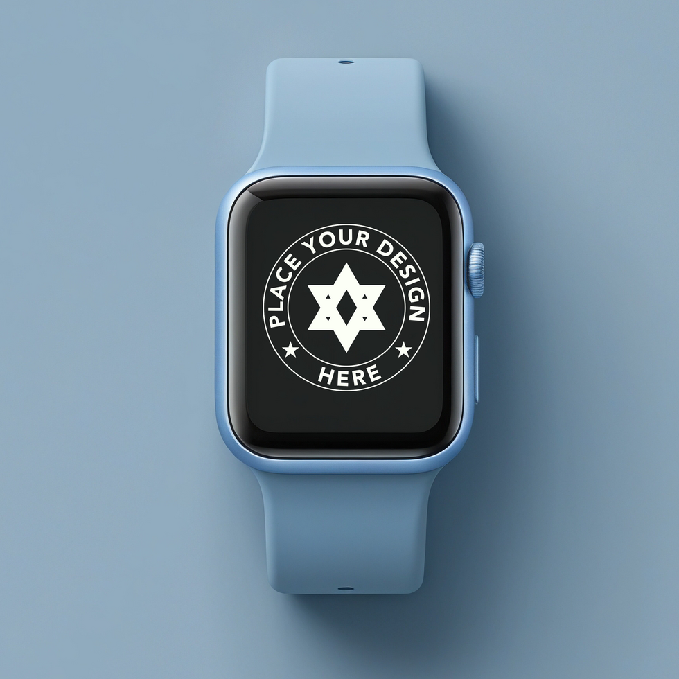 Smartwatch mockup featuring a blank screen for realistic presentation. Use this watch mockup to showcase app interfaces and smart device designs. psd