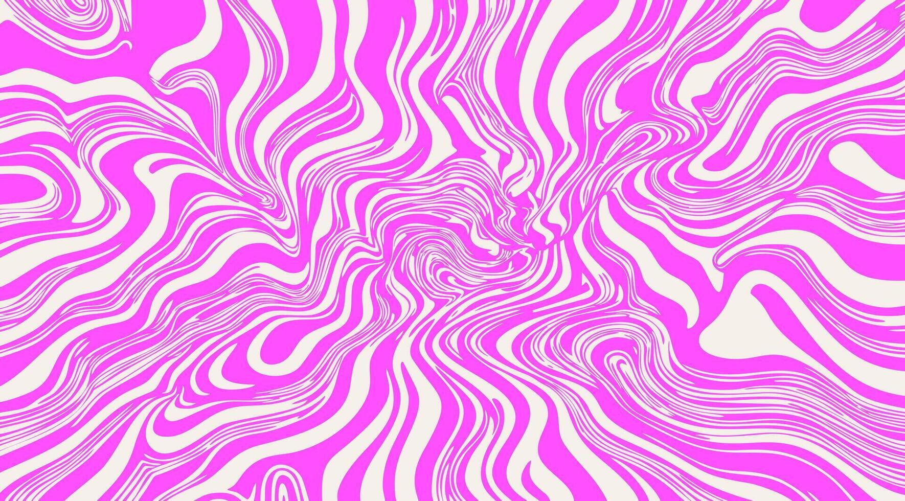 Wavy trippy texture. abstract geometric print. Pastel distorted stripes on vibrant pink background vector