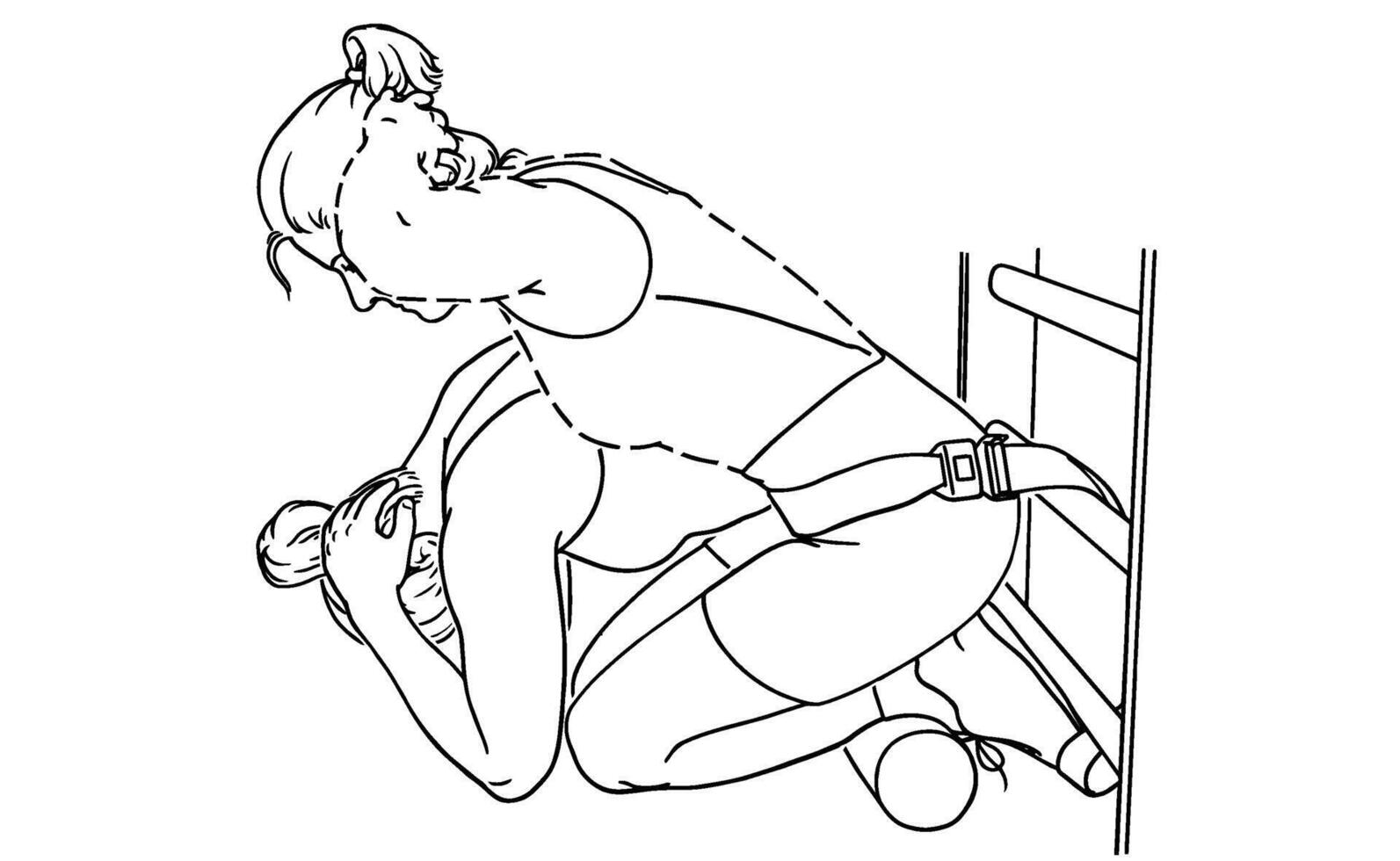 Back Stretching Exercise Position for Spinal Health Line Art Illustration vector