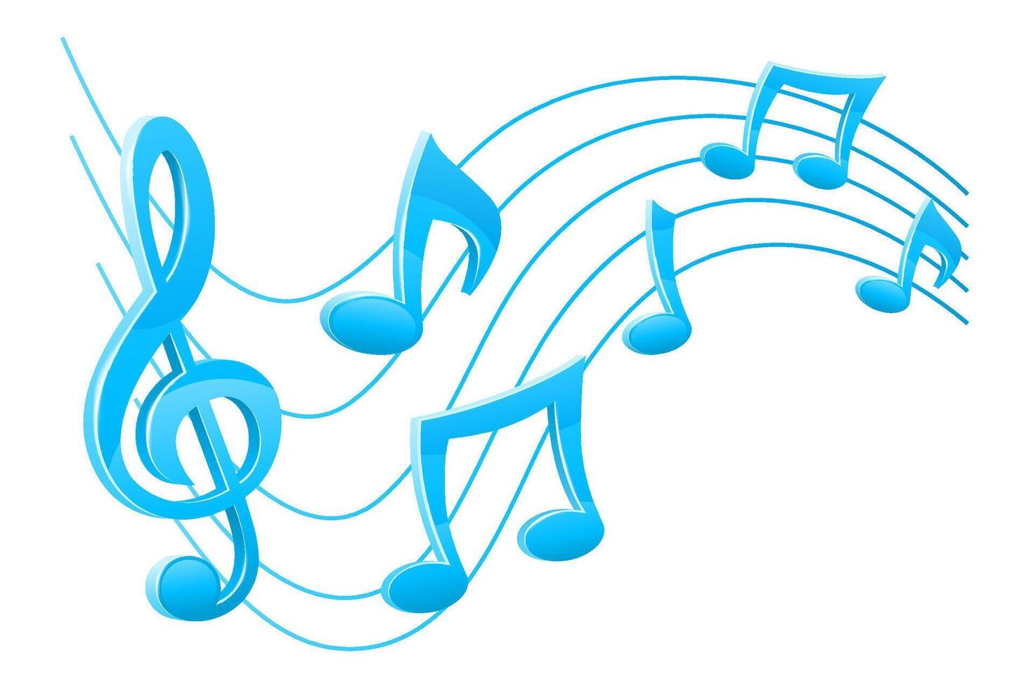 musical notes and treble clef illustration isolated on white background vector