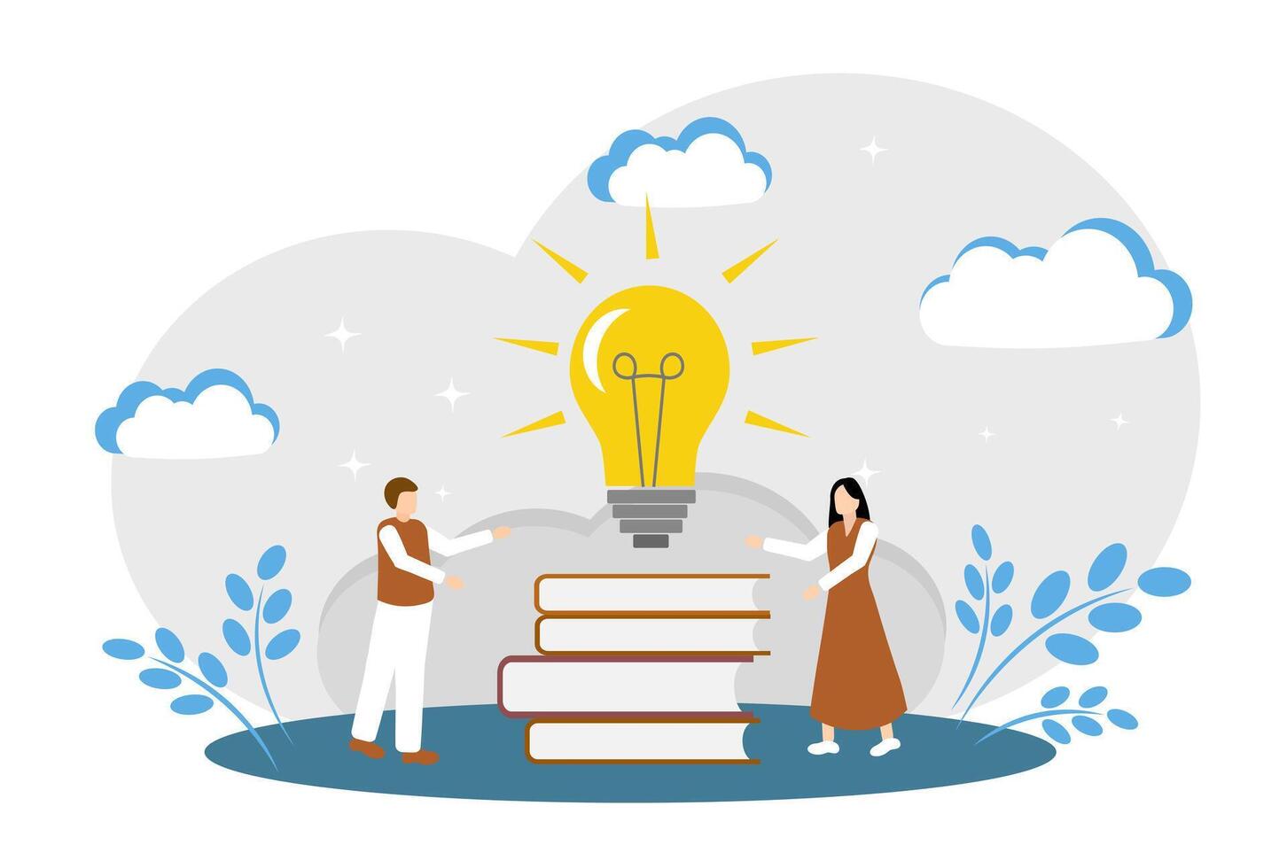 The concept of reading books, student life, learning information, and learning new skills. Man and woman reading books vector