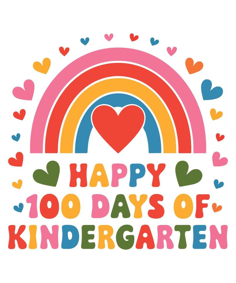 Happy 100 days of kindergarten graphic design vector