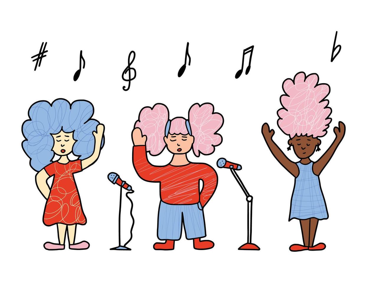 Cute singers isolated. simple design. vector