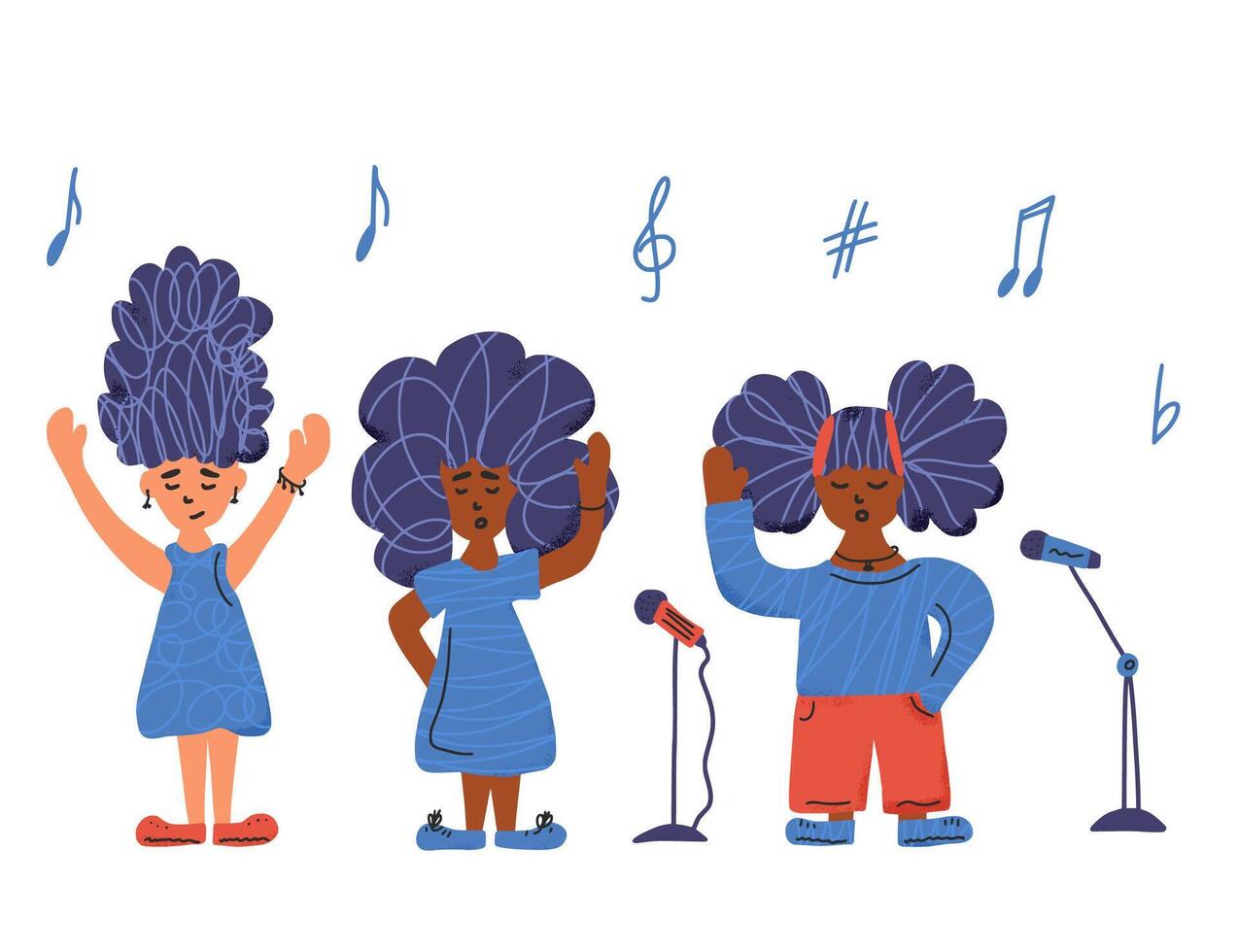 Cute singers stay isolated. design. vector