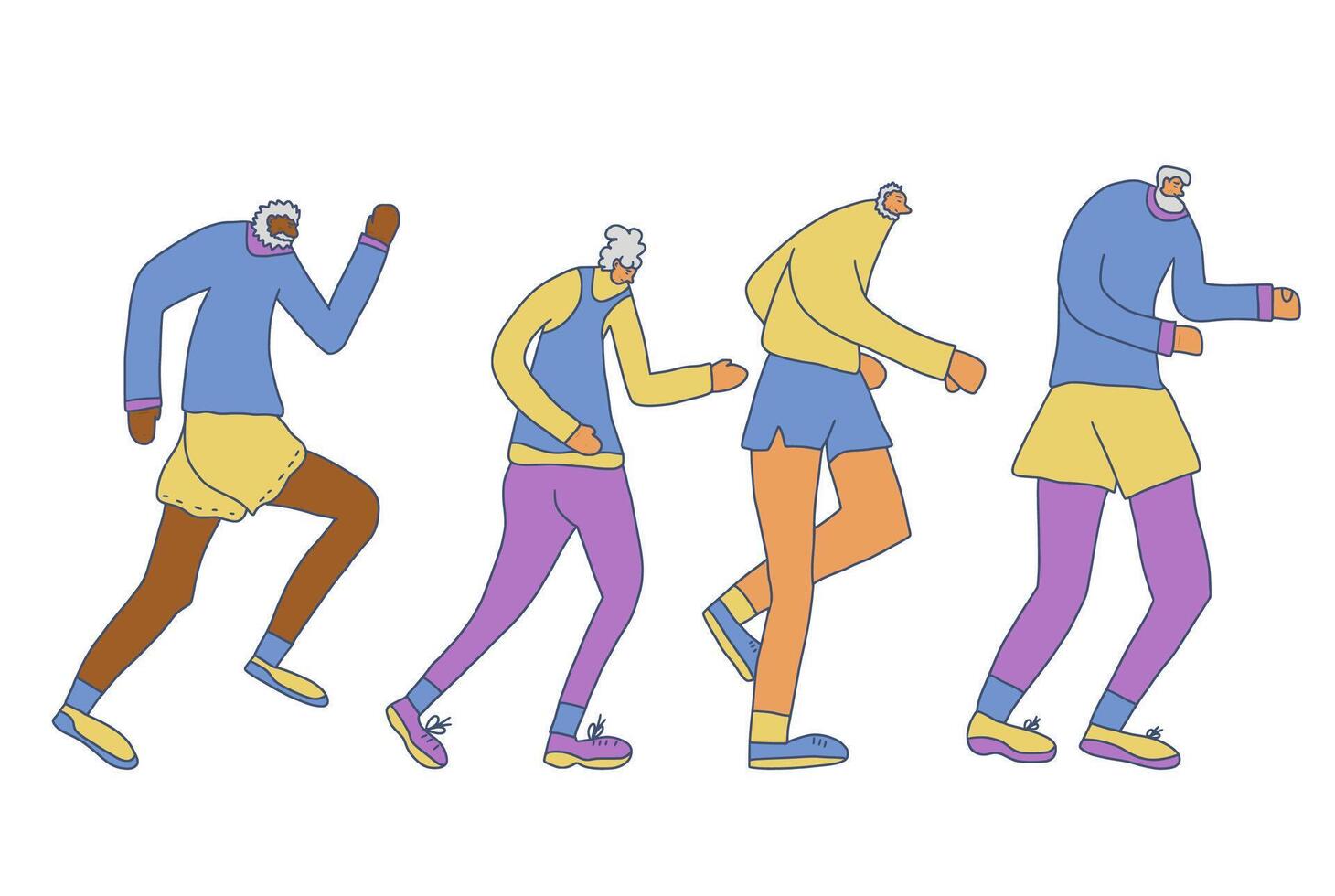 Mature runner. Old person jogging isolated. design vector
