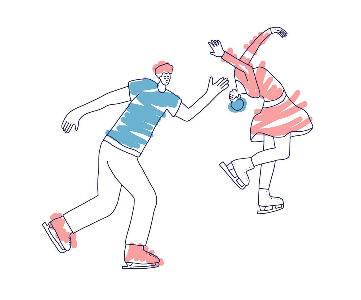 Figure skaters. Athletes on the rink vector